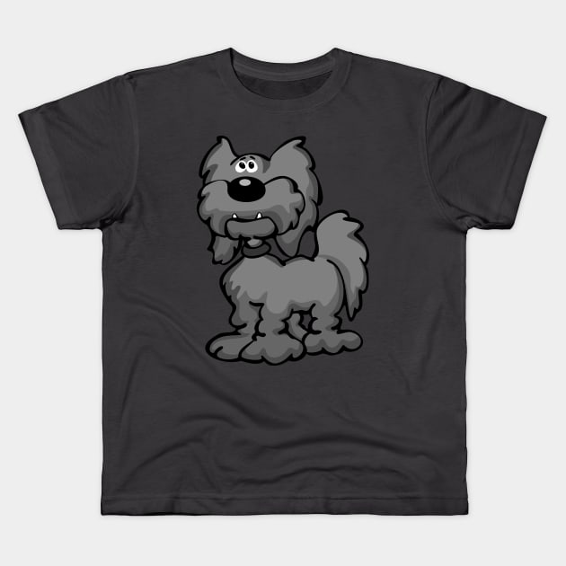 Aussiedoodle Dog Cartoon Kids T-Shirt by hobrath